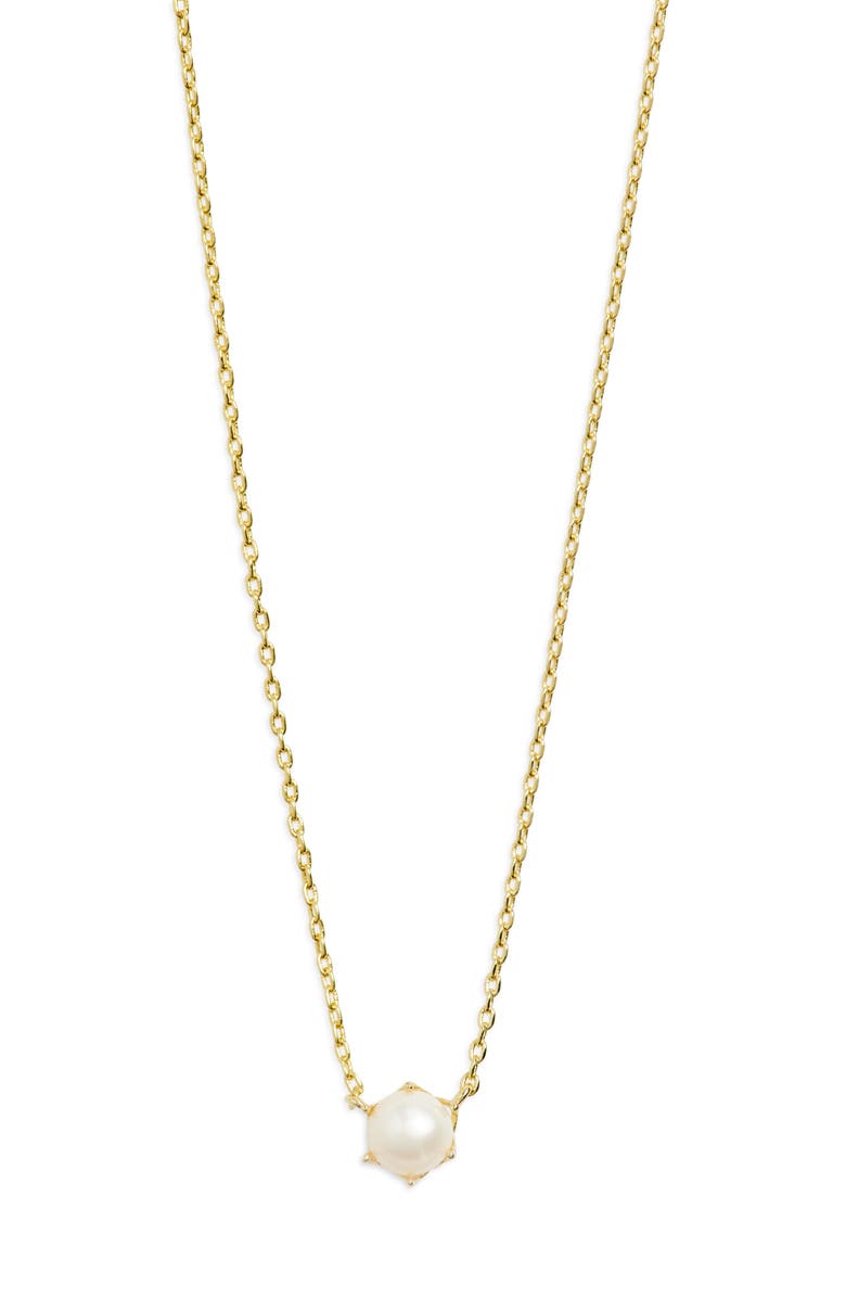 Kendra Scott Ashton Cultured Freshwater Pearl Pendant Necklace, Main, color, Gold White Pearl