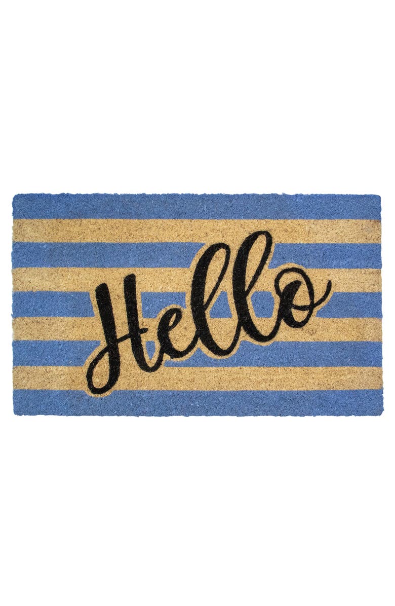 Northlight Natural Coir "Hello" Outdoor Rectangular Doormat 18" x 30", Main, color, Yellow