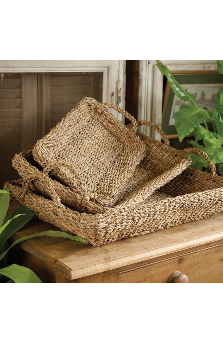 Napa Home & Garden Seagrass Trays With Handles Set of 3, Alternate, color, Beige