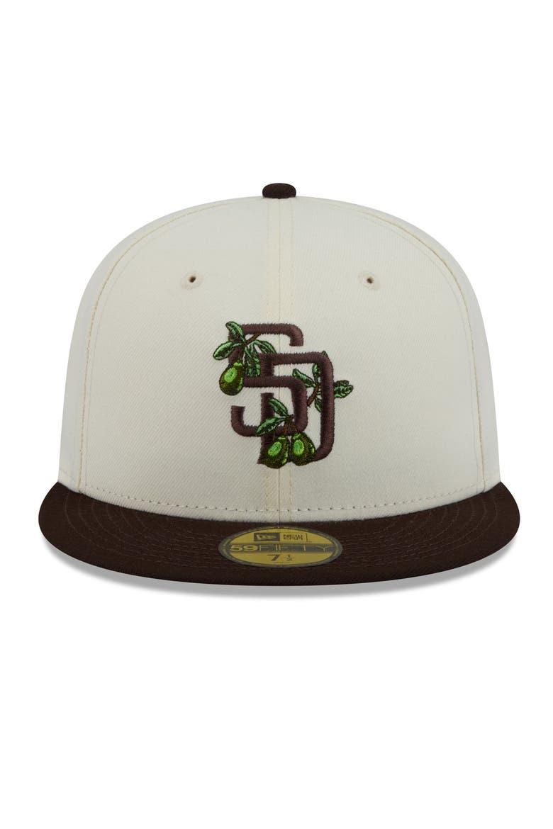 Men's New Era White/Brown San Diego Padres Blossom 59FIFTY Fitted Hat, Alternate, color, White