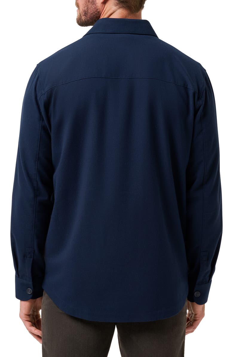 TravisMathew Wanna Bet Stretch Poplin Button-Up Shirt Jacket, Alternate, color, Total Eclipse