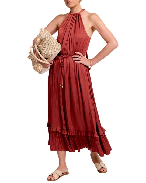 Ruffle Halter Neck Maxi Dress