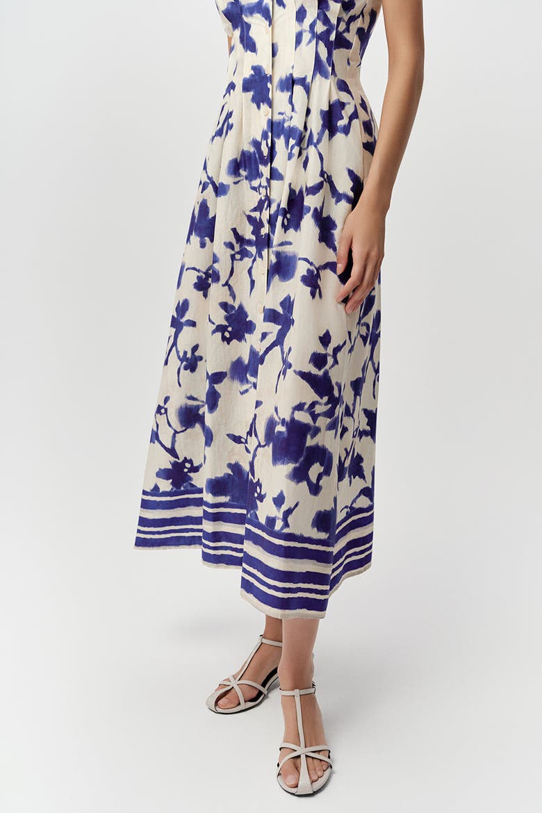 Zeta Sleeveless V Neck Midi Dress, Alternate, color, Sax