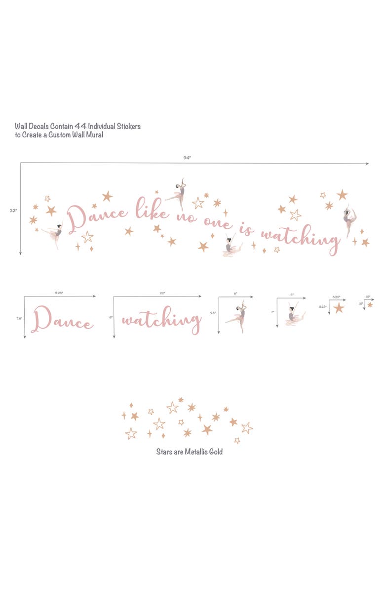 Lambs & Ivy Ballerina Baby Dance Like No One is Watching Wall Decals/Stickers, Alternate, color, Pink