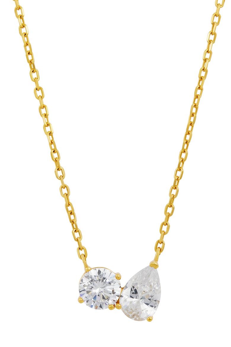 Toi et Moi Cubic Zirconia Necklace, Main, color, YELLOW