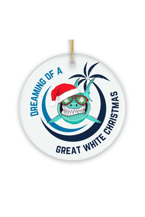 Great White Christmas Santa Shark Ornament