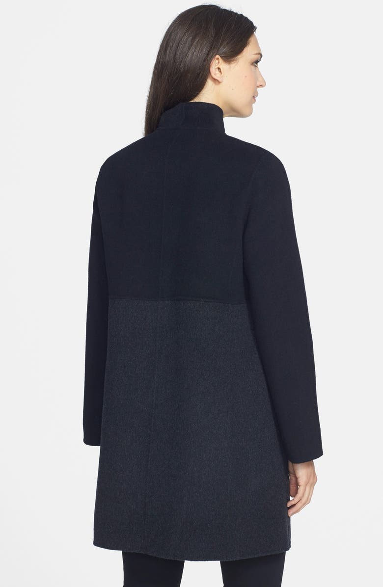 Eileen Fisher High Collar Double Face Wool Blend Coat, Alternate, color, 