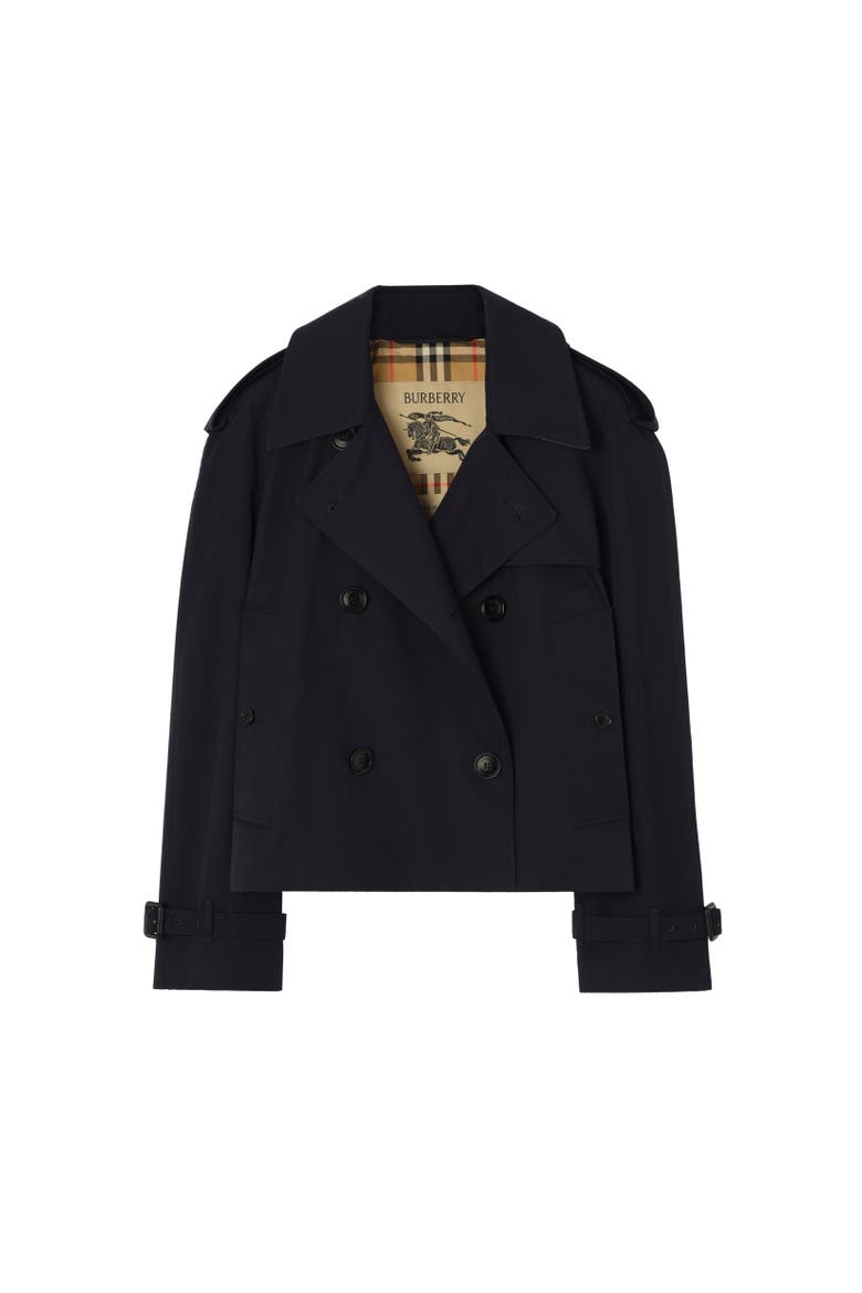 Cropped Gabardine Mayfair Trench Jacket, Alternate, color, Coal blue
