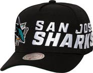 Mitchell & Ness Men's Mitchell & Ness  Black San Jose Sharks Busted Logo Wordmark Wrap-Around Pro Pinch Adjustable Hat