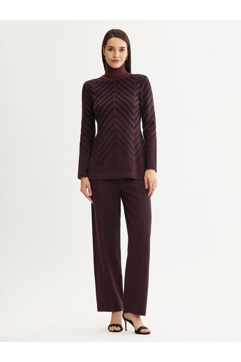 Cheveron Turtleneck Knit Tunic, Alternate, color, Mahogany/Black