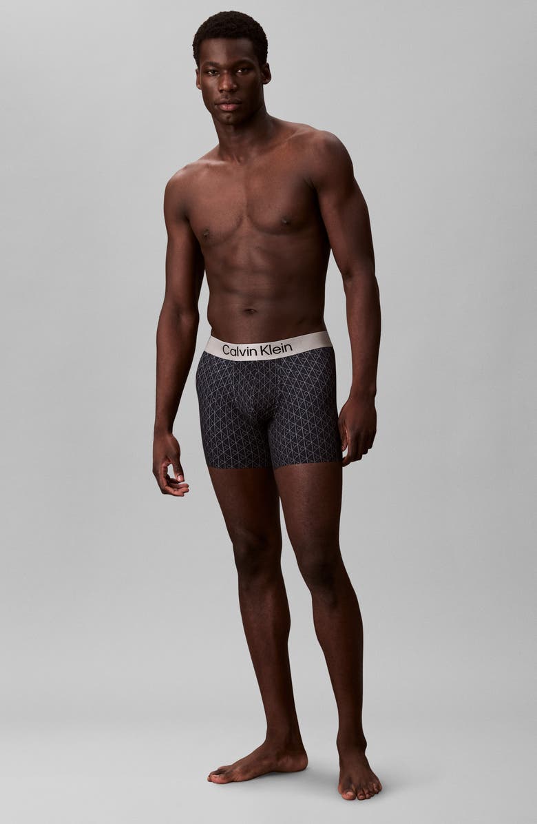 Calvin Klein Brushed Microfiber Jersey Boxer Briefs, Alternate, color, Black/ Ashford Gray