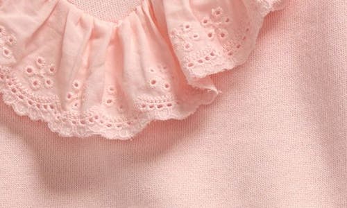 Little Me Baby Girls Ruffled Eyelet Sweatshirt & Pants, 2 Piece Set In Pink