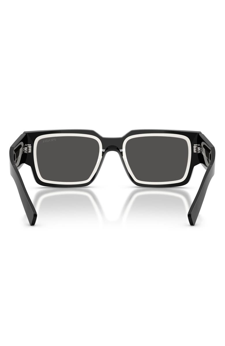 Prada 54mm Rectangular Sunglasses, Alternate, color, Black/ Talc / Dark Grey