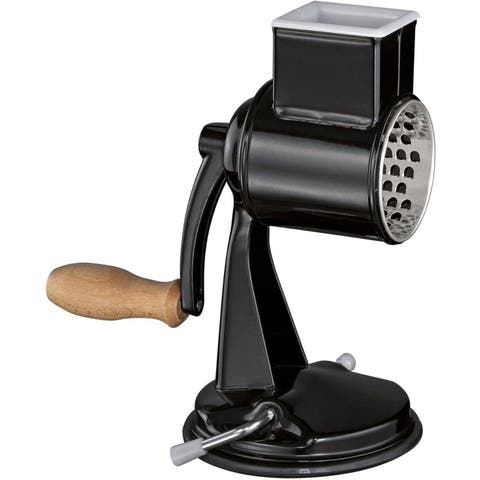 Classic Drum Grater with Suction Base, 2 Grating Drums, Pestle, and Vegetable Cutter