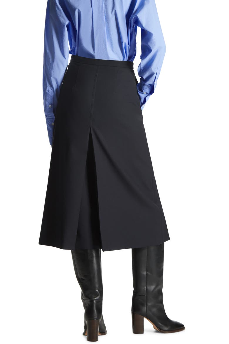 Stretch Wool Midi Skirt, Alternate, color, BLACK