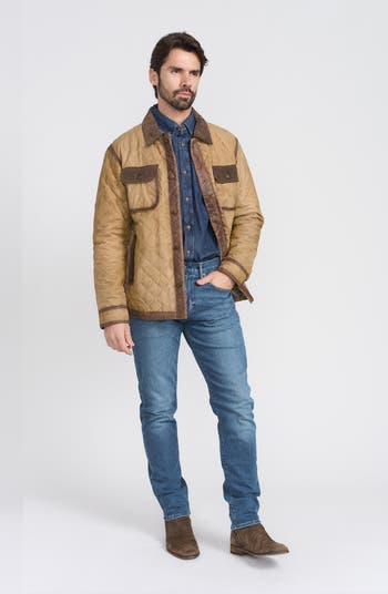 FLYNT Corduroy Trim Diamond Quilted Suede Jacket Nordstromrack