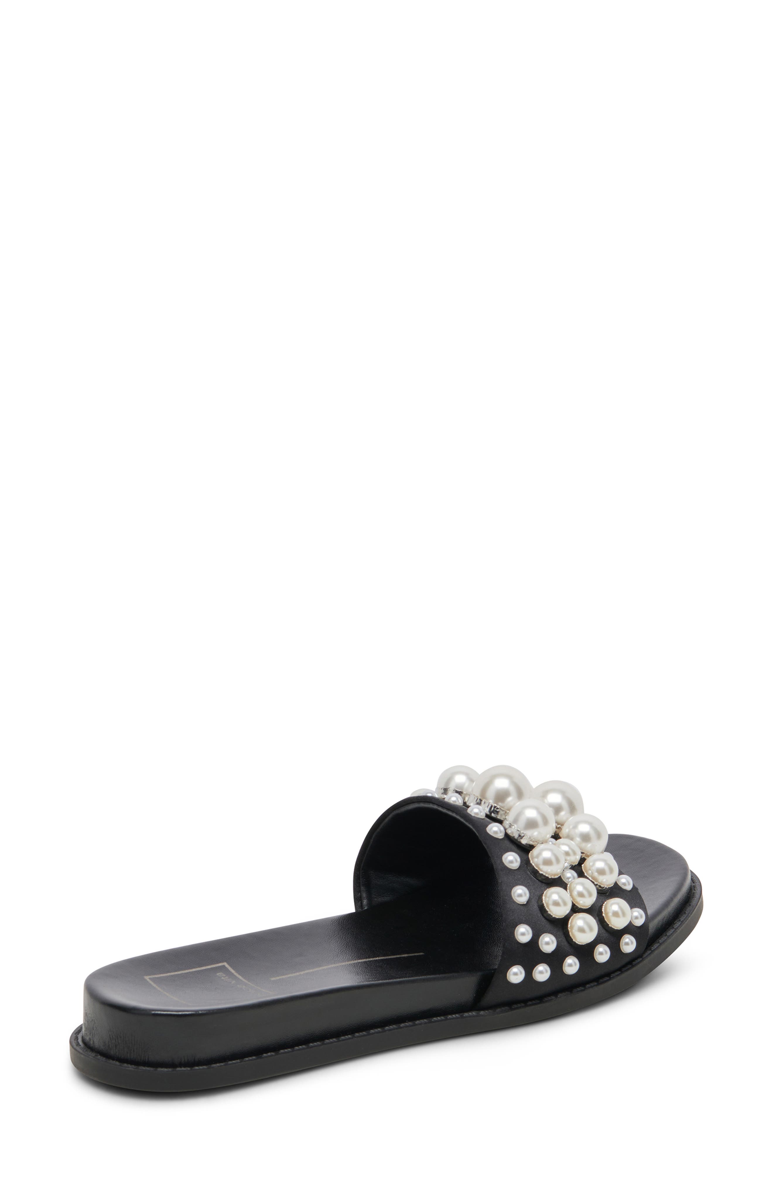 Gabbi Imitation Pearl Slide Sandal, Alternate, color, BLACK PEARLS