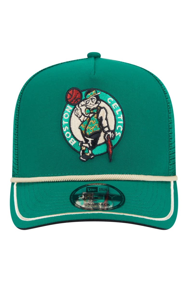 Men's New Era Kelly Green Boston Celtics Vintage Team Rope A-Frame 9FIFTY Snapback Hat, Alternate, color, Kelly Green