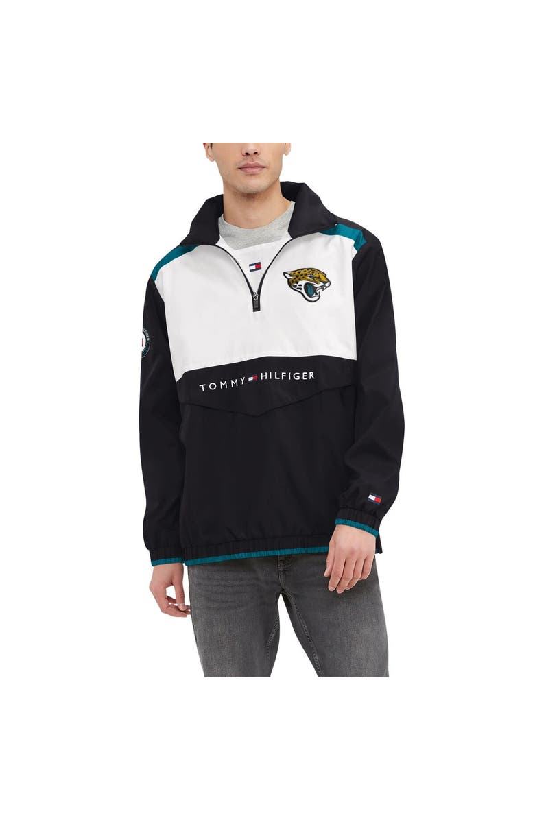 Tommy Hilfiger Men's Tommy Hilfiger Teal/White Jacksonville Jaguars Carter Half-Zip Hooded Top, Main, color, 