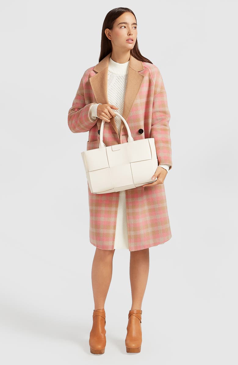 Belle & Bloom Publisher Plaid Double Breasted Wool Blend Coat, Alternate, color, Iced Vovo