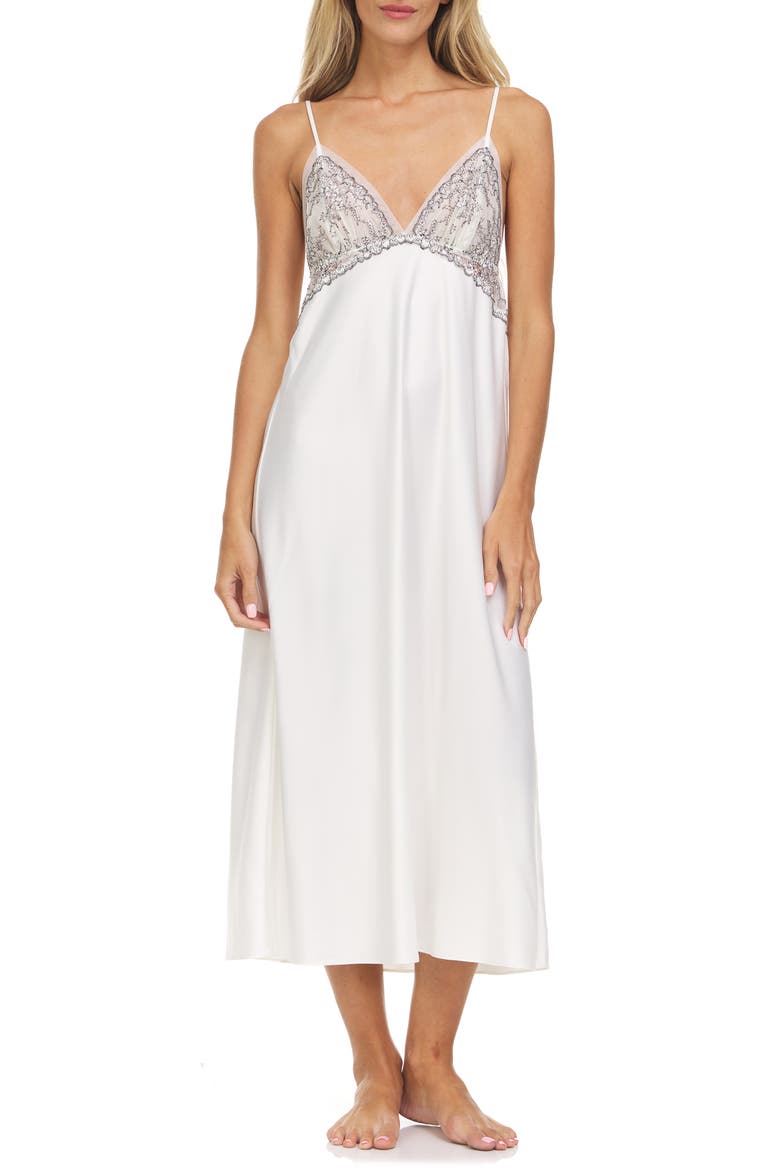 Angelique Charmeuse Nightgown, Alternate, color, IVORY