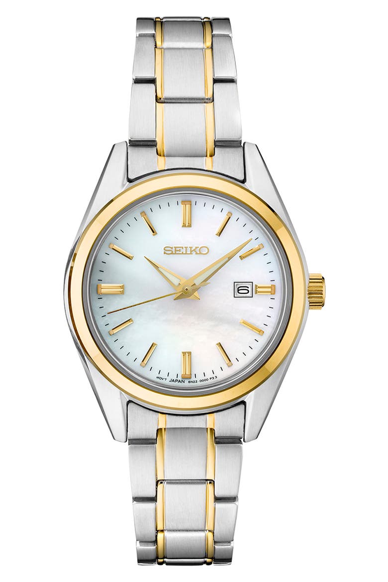 Essentials Mother-of-Pearl Bracelet Watch, 29.8mm, Main, color, TWO TONE