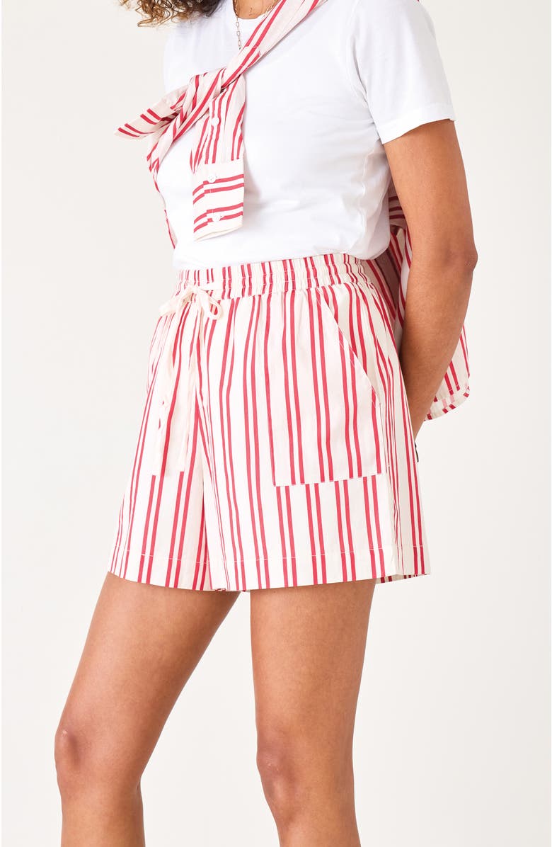 Voyageur by MERSEA Porto Poplin Drawstring Short, Alternate, color, Scarlet Red Stripe