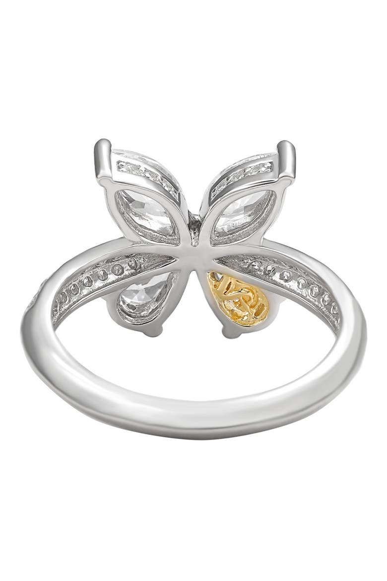 Sterling Silver & CZ White Butterfly Ring, Alternate, color, WHITE