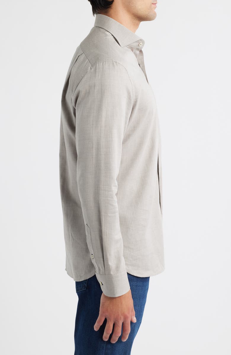 johnnie-O Augustin Herringbone Cotton Button-Up Shirt, Alternate, color, Hazelnut