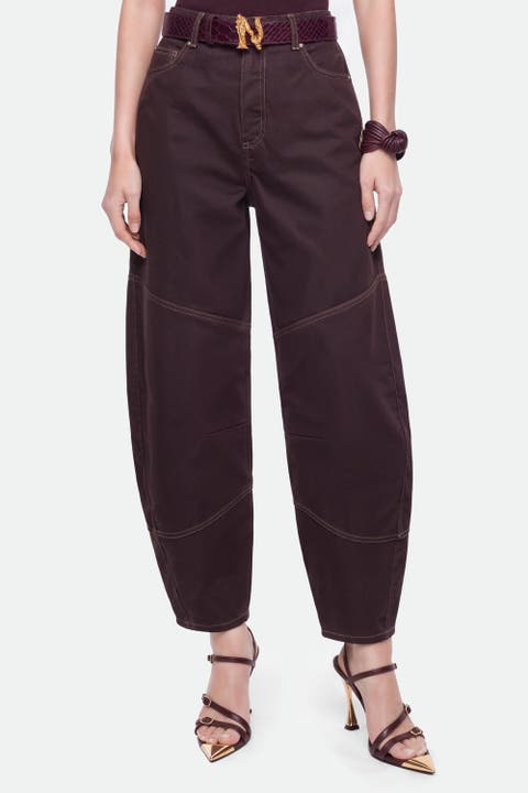 Barrel Leg Panelled Jeans