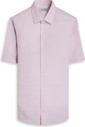 Bugatchi Orson Short Sleeve Cotton & Linen Button-Up Shirt