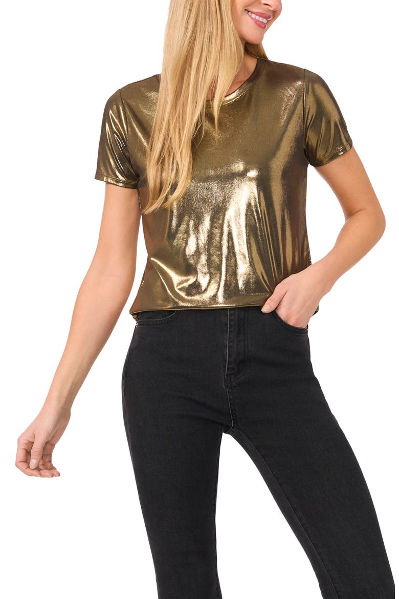 Rhinestone V-Neck Blouse, Main, color, GOLD