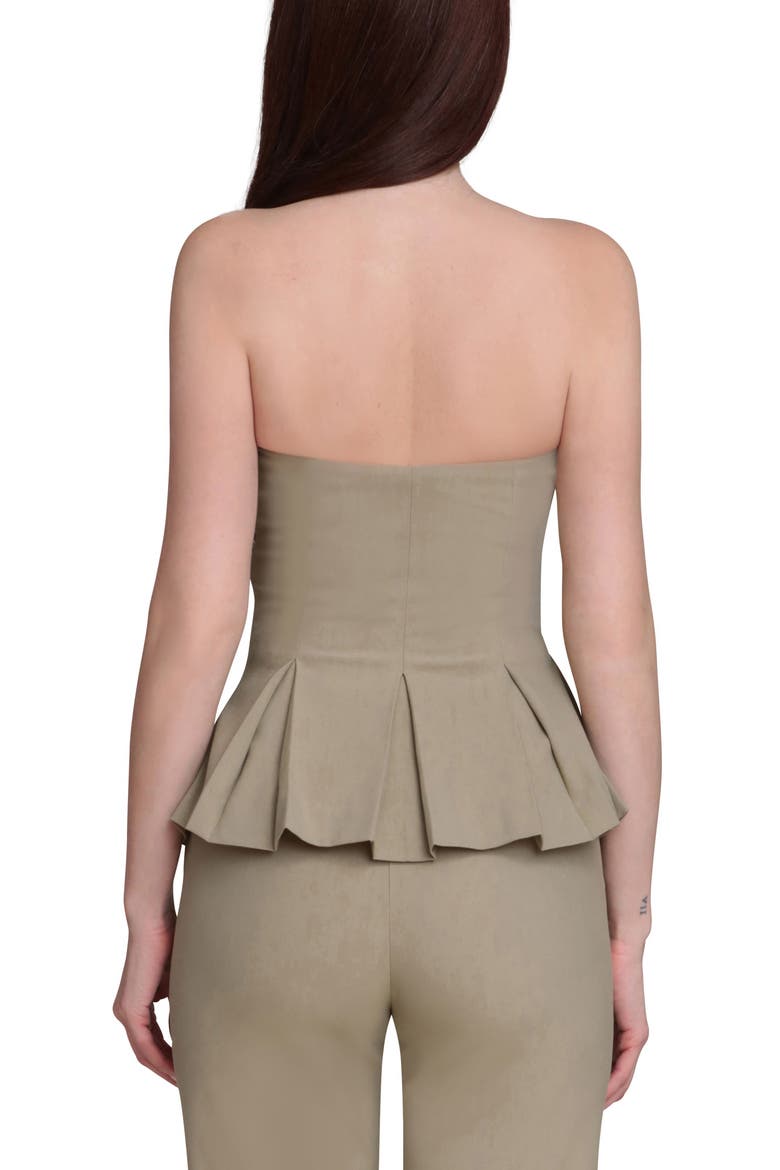 Strapless Pleated Peplum Top, Alternate, color, SAGE