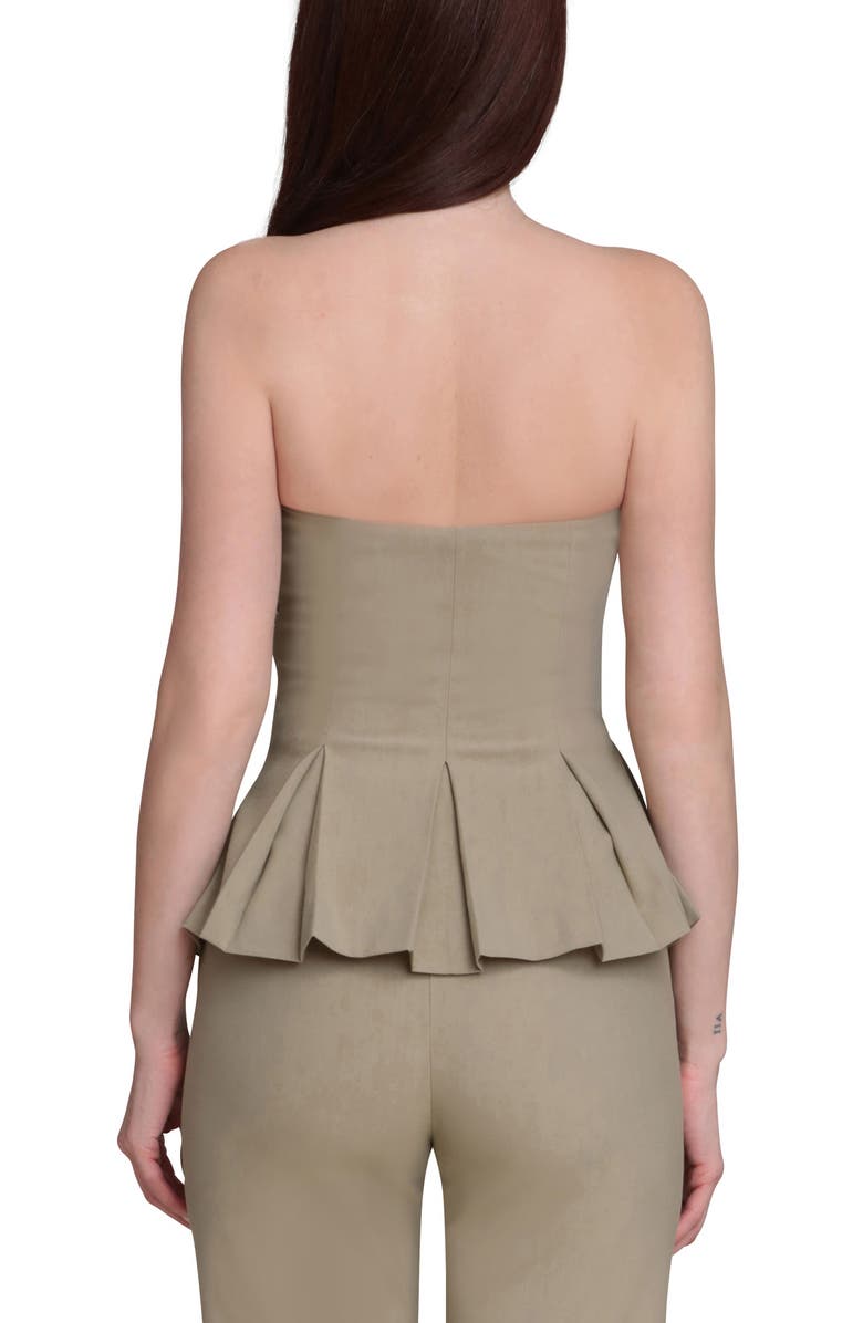 Avec Les Filles Strapless Pleated Peplum Top, Alternate, color, Sage