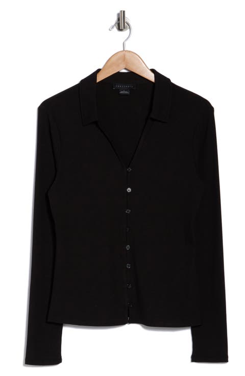 Johnny Collar Long Sleeve Button-Up Top