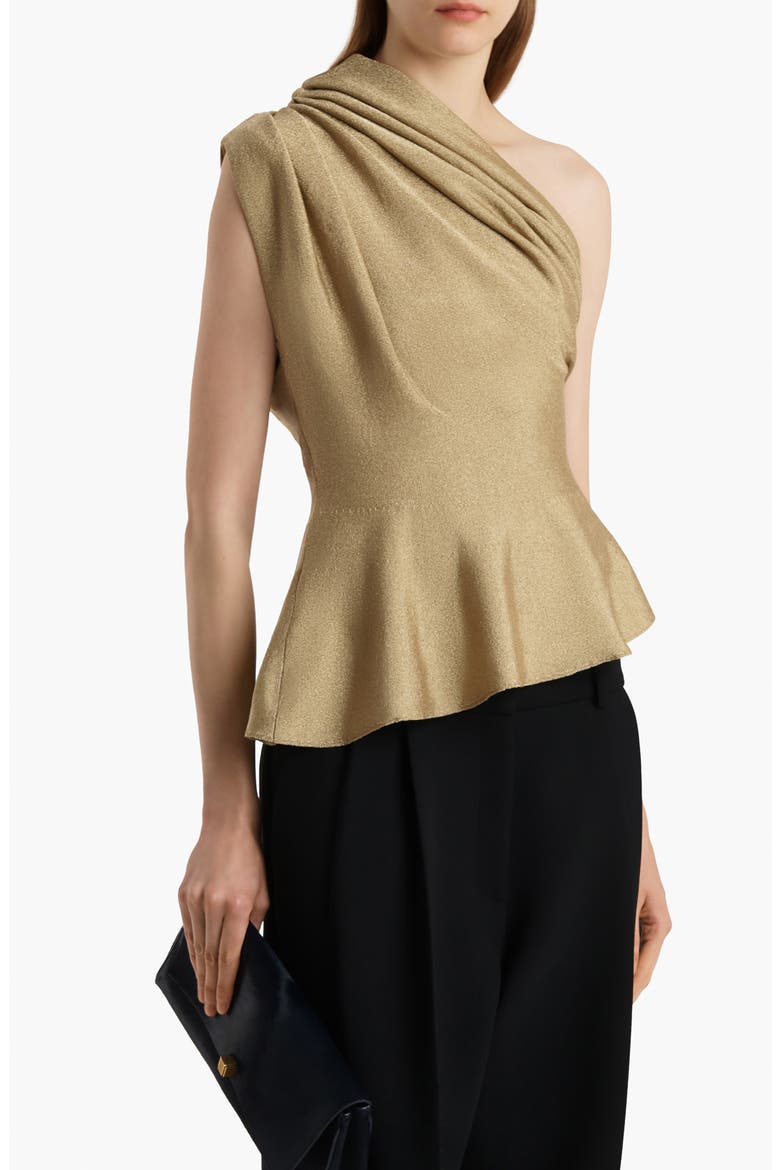Aimee Asymmetric One-Shoulder Top, Alternate, color, GOLD
