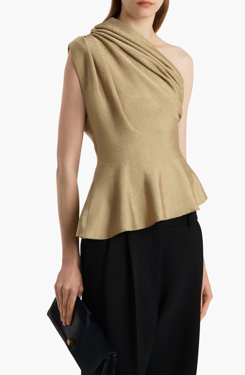Khaite Aimee Asymmetric One-Shoulder Top, Alternate, color, Gold