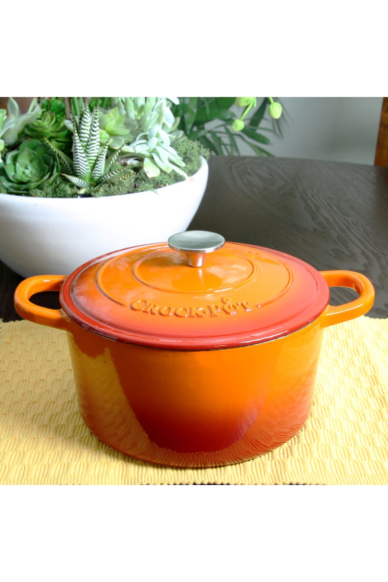 5 Quart Round Enameled Cast Iron Dutch Oven, Alternate, color, Orange