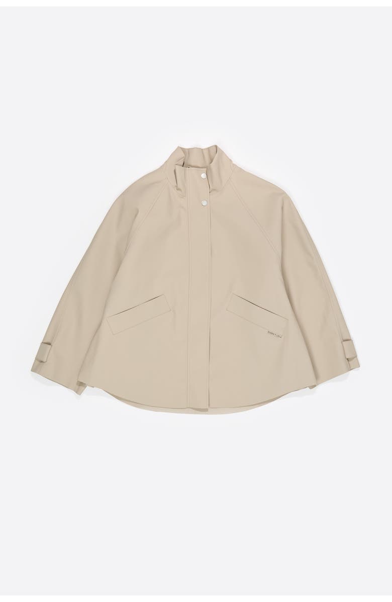 Bimba y Lola Short, Rubberized High Neck Trench, Alternate, color, Stone