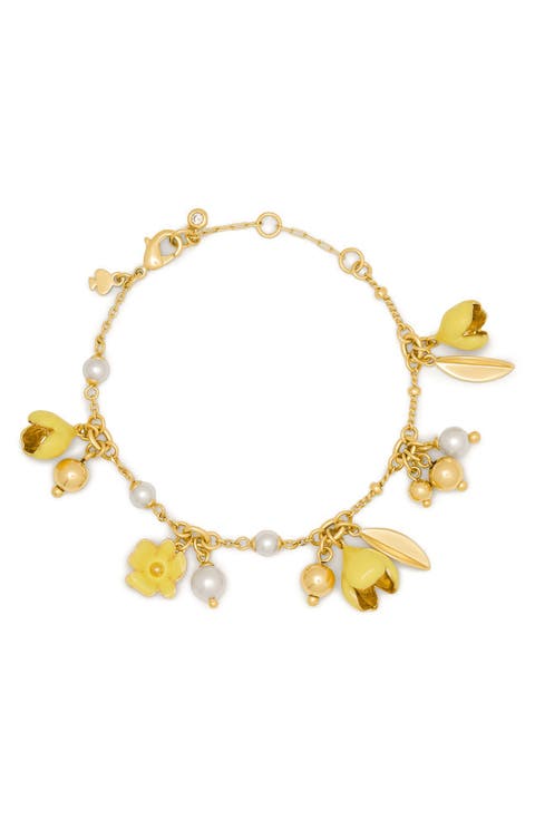 golden bloom flower charm bracelet