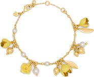 Kate Spade New York golden bloom flower charm bracelet