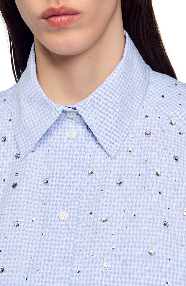 SANDRO Studded check shirt, Alternate, color, 