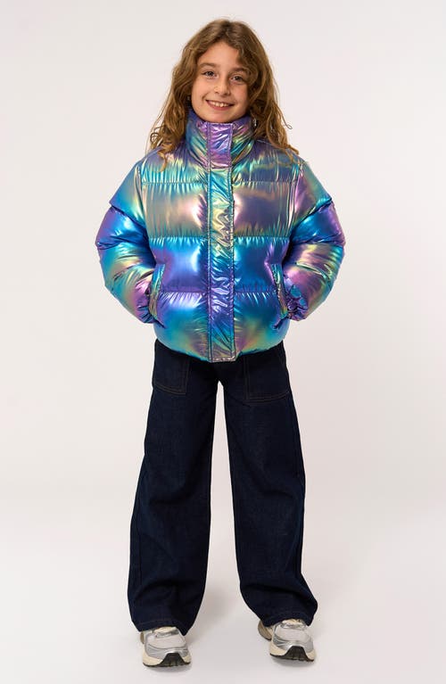 The New Kids' Paris Iridescent Puffer Jacket In Silver