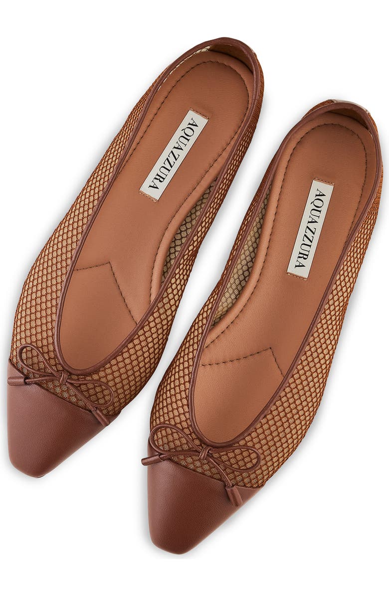 Aquazzura Gioia Cap Toe Ballet Flat, Alternate, color, Tobacco/ Rich Cognac