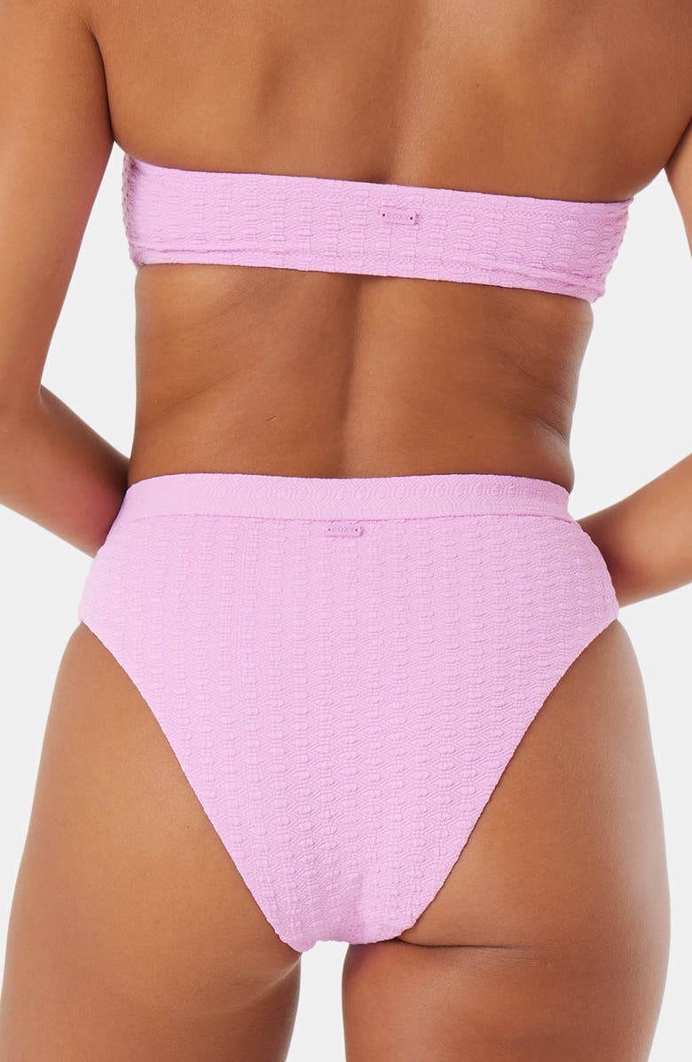 Roxy Haleiwa Banded High Waist Bikini Bottoms, Alternate, color, Lilac