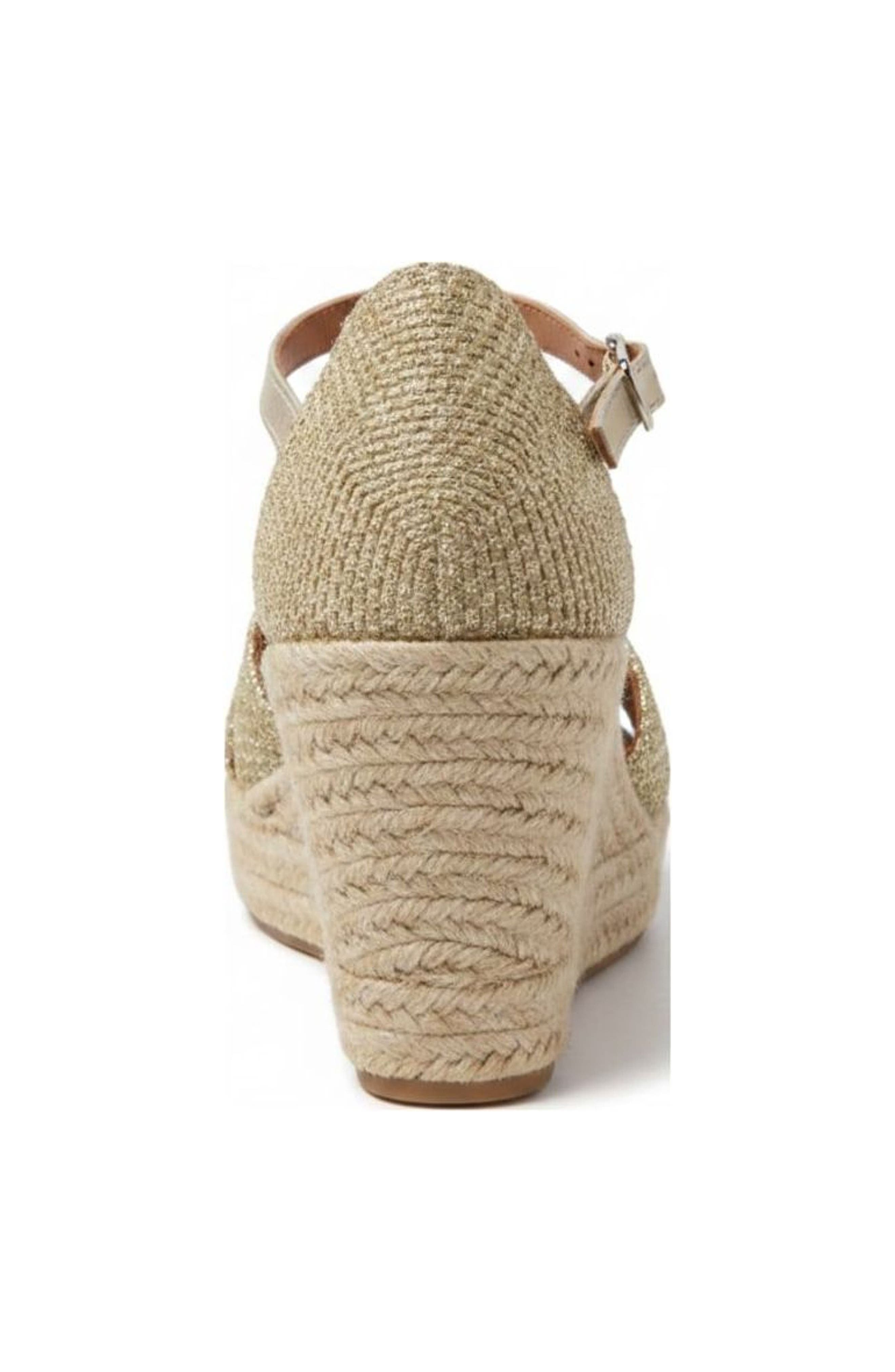 Jimena High Double Band Gold-Woven Espadrille Sandal, Alternate, color, Gold