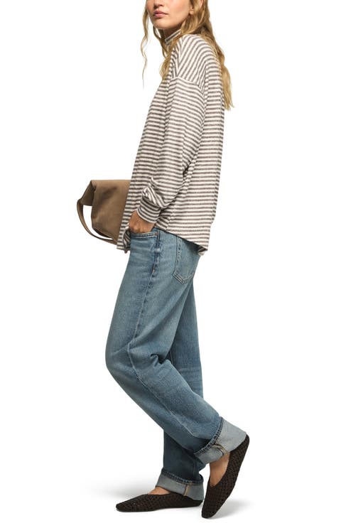 Long Sleeve Stripe Mock Neck Top