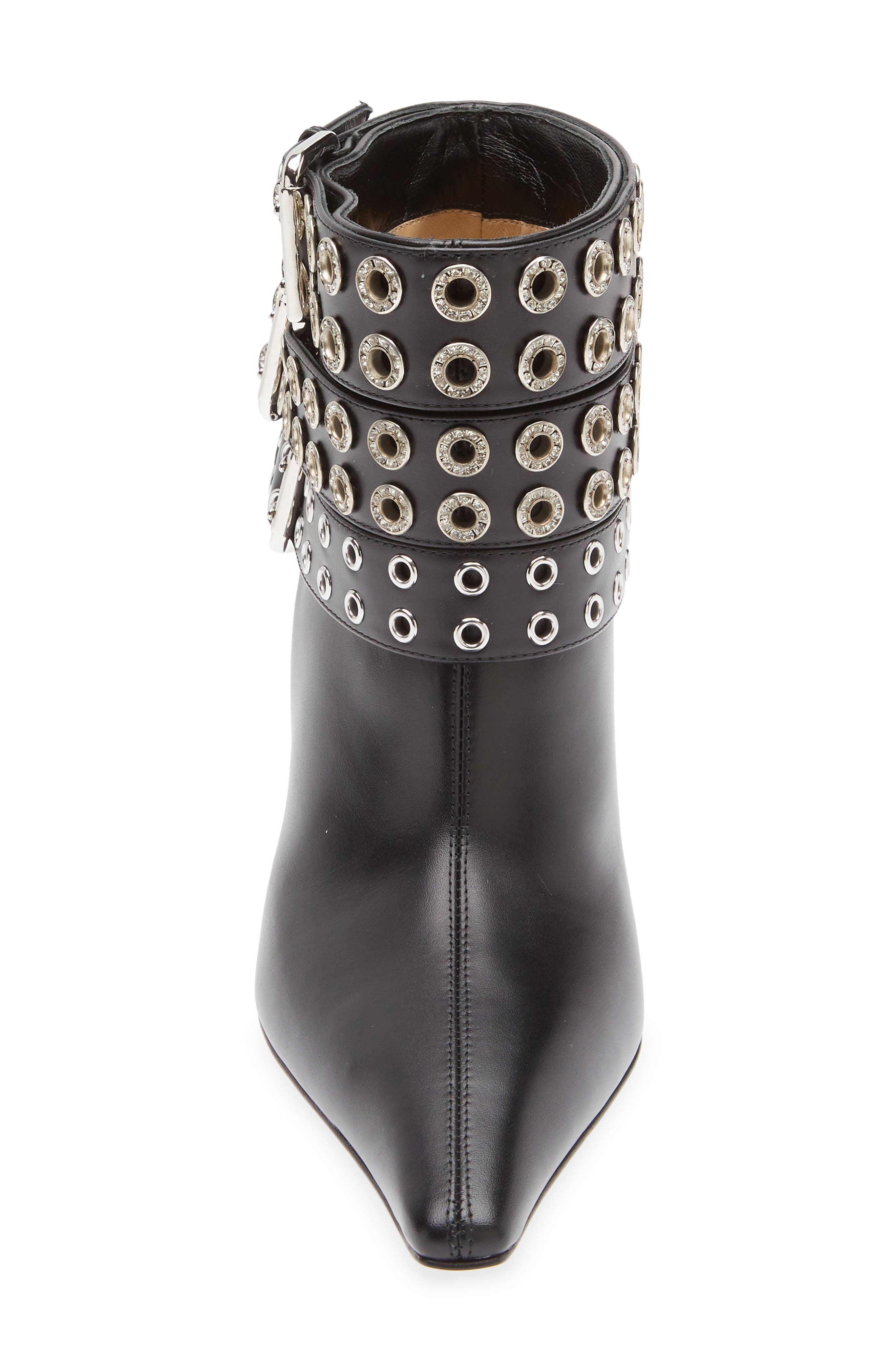 Mach & Mach Grommet Buckle Belt Bootie, Alternate, color, Black