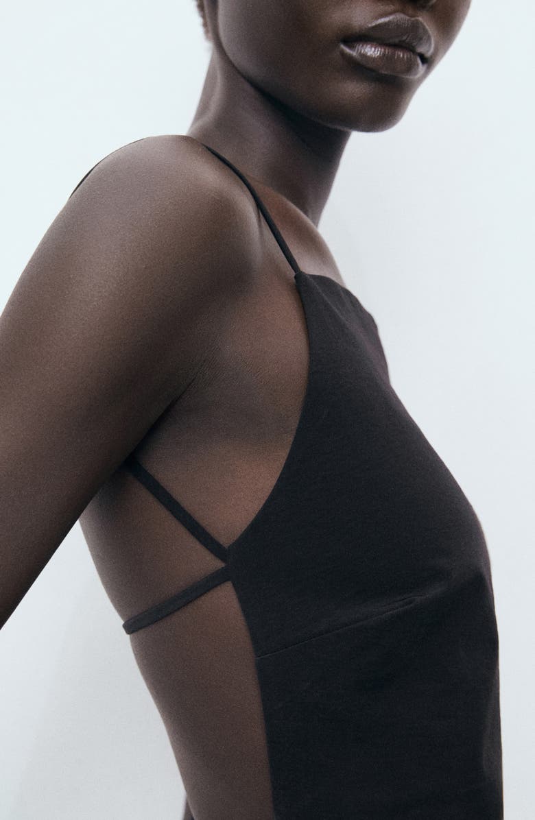 MANGO Square Neck Camisole, Alternate, color, Black