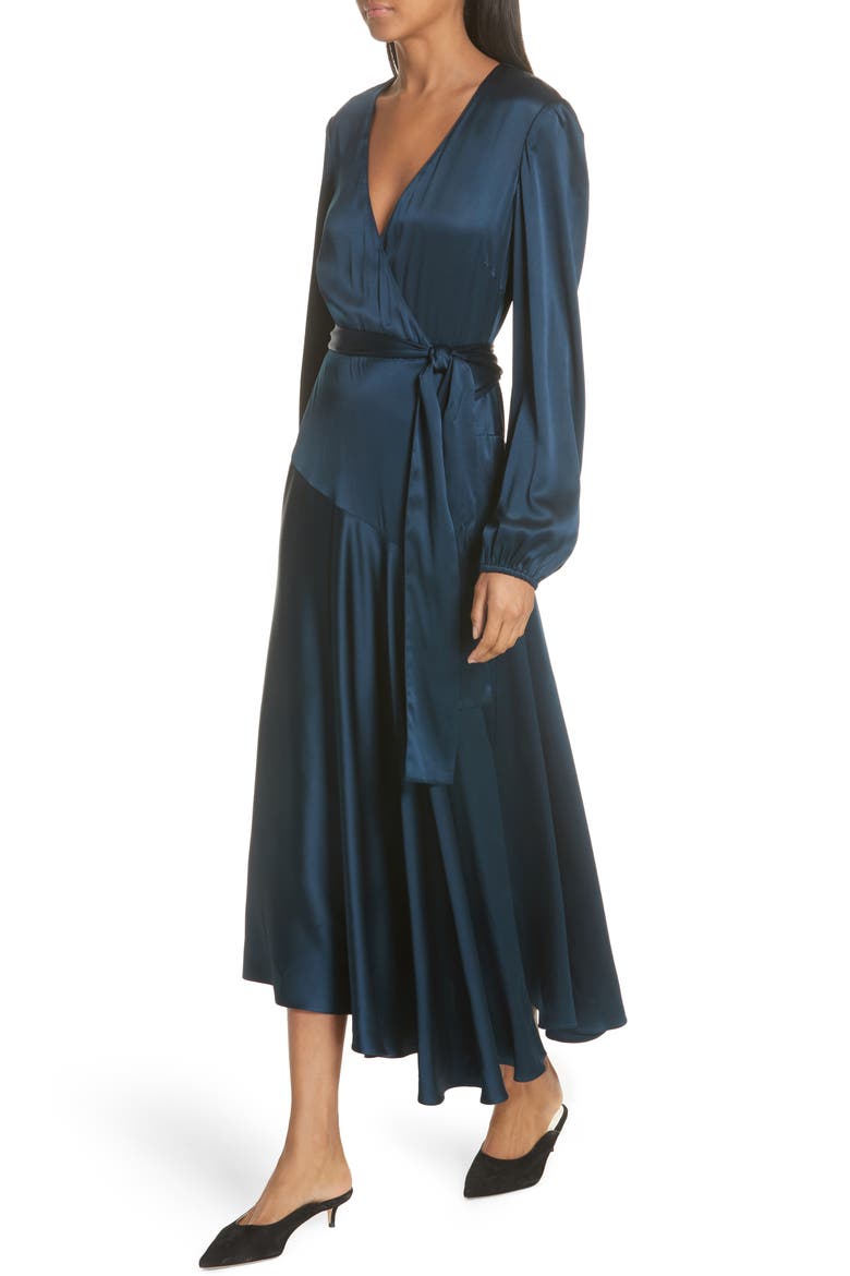 Darby Stretch Silk Wrap Dress, Alternate, color, ADMIRAL